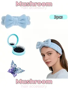 The 3-piece set includes a SPA headband, airbag mirror comb, and large butterfly hair clip, making it the perfect choice for pajama parties and birthday parties. It is for spa parties, daily care, weddings, birthdays, travels, and anniversaries