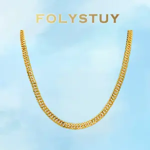 Length: 23.6 inches; Width: 8mm  [FOLYSTUY (Y130)]Classic Flat Curb Link Necklace to Complement Your Minimalist Wardrobe