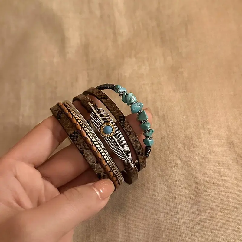 Ethnic style stacked bracelet women's summer wasteland style retro vintage medieval accessories jewelry bohemian style