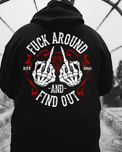 Custom Year Fuck Around and Find Out Hoodie – Personalized Skeleton Middle Finger Skull T Shirt for Men – Savage Attitude Custom Birthday Sweatshirt