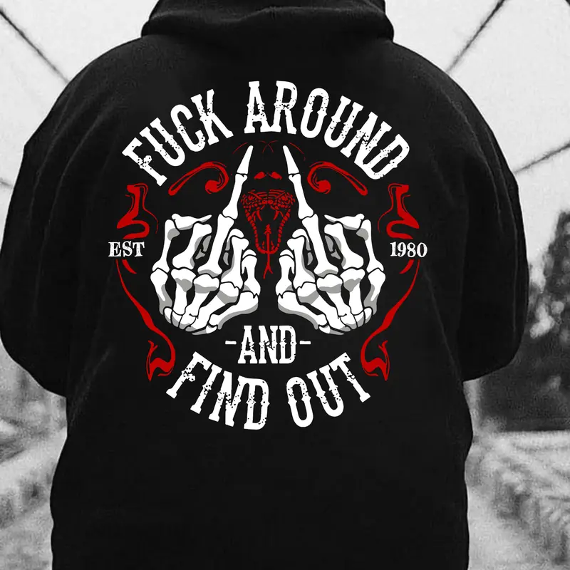 Custom Year Fuck Around and Find Out Hoodie – Personalized Skeleton Middle Finger Skull T Shirt for Men – Savage Attitude Custom Birthday Sweatshirt