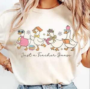 Just a Teacher Goose TShirt - Sweatshirt - Hoodie, Cute Back to School  Tee, Adorable Geese And Books, Funny Teacher Outfit for Classroom or Students, Fall Vibes Shirt