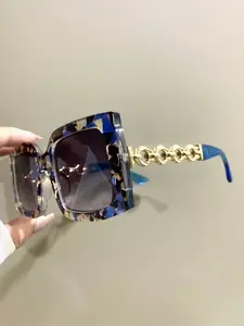 Fashion Square Patchwork Glasses, Stylish Glasses, Hollowed Novelty Metal Frame Legs Eyeglasses, Trendy Decorative Eyewear for Men and Women, Trendy Beach Eyewear