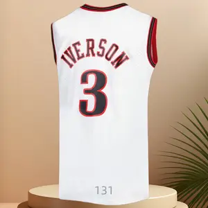 Allen Iverson Classic-Design stitched Basketball Jerseys Retro Men's Sleeveless White shirt