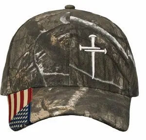 Christian Hat for Men or Women CWF305 Camo Embroidered Christian Cross Cross Hat, Decal and Wooden Cross