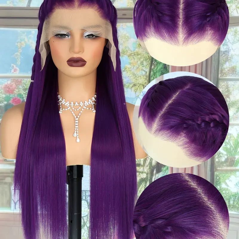 Aodbar Women's 28-Inch Silky Straight Synthetic Wig - 13x6 HD Transparent Lace Frontal, Glueless Wig, Breathable Cap, Adjustable Strap, Heat Resistant for Daily, Party Use