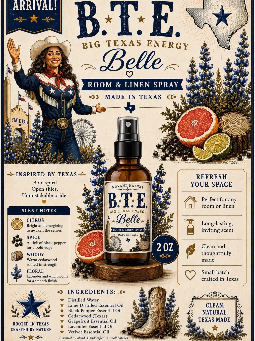 B.T.E. (Big Texas Energy) Belle Room & Linen Spray (2oz)