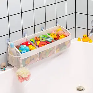 Original Three-Compartment Horizontal Bathtub Toy Storage Rack, Wide Opening Design, Large Capacity, Easy Access and Organization