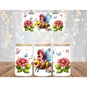 Uv Dtf Cup Wrap Butterfly Fairy on Bee 689