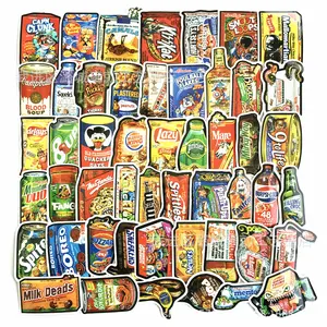 50pcs Snack Food Stickers Brand Spoof Sticker Pack Vinyl Funny Humor Decal Gift Colorful Waterproof