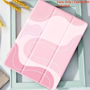 Abstract line pattern, with adjustable stand and pen slot, foldable non-slip TPU protective case, suitable for Samsung, iPad mini, iPad Air, iPad Pro/iPad 10th generation, 11th generation, and other iPad series protective cases.