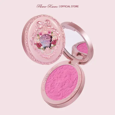 Flower Knows Midsummer Fairytales Collection Embossed Blush, Floral Design Fairytales Pink Makeup Product, Brightening Velvet Powder, #sohochic, Ideal for Christmas gift, Black Friday