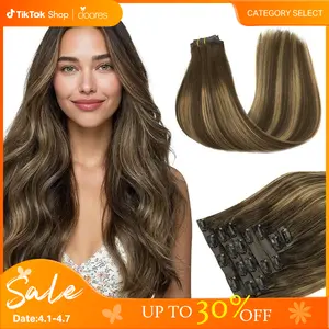 Doores Seamless Clip In Human Hair Extensions Natural Straight for Daily Use & Special Occasions for Women