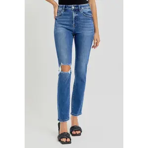 RISEN Full Size High Rise Ankle Skinny Knee Distressed Jeans