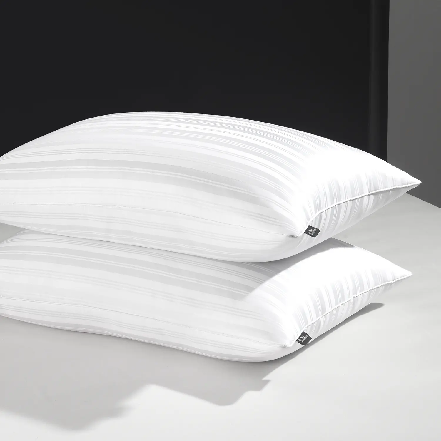 【Back to School】Downluxe Luxury Goose Down Pillows - Hotel Collection Feather Pillows Set of 2 for Back Stomach or Side Sleepers, High Quality Filling,  Soft Cover, Oeko Tex Certified