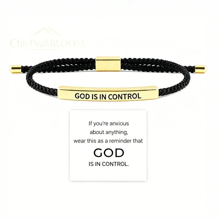 God In Control Hand-Braided Retractable Cotton Rope Tube Bracelet - Fashion Costume Jewelry Accessory for Daily Wear