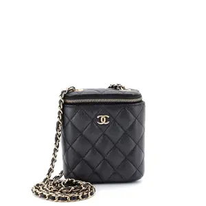 Pre-owned CHANEL Leather Shoulder Bags Vertical Classic Vanity Case with Chain Quilted Caviar Mini by Rebag
