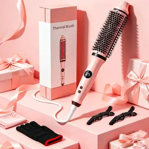 Infrared Thermal Brush, 1.7" Heated Round Brush with Negative Ions, 5-Temp Hair Styler, Dual Voltage Travel Hot Brush, Less Heat Damage, Anti Frizz Smoothing & Shine, Beginner Friendly, All Hair Types hairstyler beautiful gift