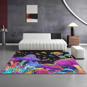 Velvet Mushroom Starry Sky Pattern Print Rug, Soft Touch Home Decor Carpet, Multiple Sizes Available for Living Room Sofa Bedside Coffee Shop