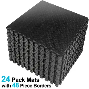 Answer E 24-Pack Interlocking EVA Foam Floor Tiles – 3/4" Thick Gym Mats, 96 Sq Ft Coverage, Non-Slip Puzzle Exercise Mats for Home Gym, Yoga & Play Areas