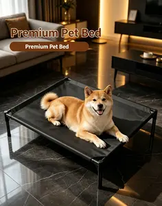 Large Breed Elevated Dog Bed, Breathable Mesh Cot for Big Dogs, Sturdy Off-Ground Pet Bed with Non-Slip Feet, Perfect for Home & Camping textilene