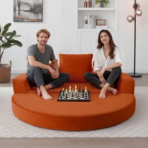 Orange + Corduroy + 2 Seat + Foam