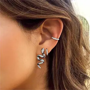 FaithHeart Snake Stud Earrings for Men Women Gothic Jewelry