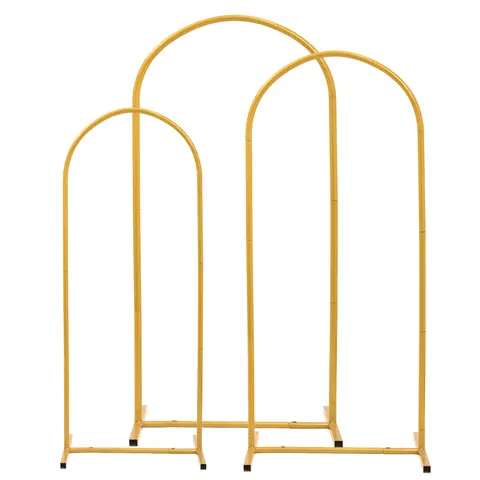 Gold Metal Wedding Arch Backdrop Stand Set of 2/3, 7.2FT 6.6FT 6FT Balloon Arch Frame for Wedding Ceremony, Baby Shower, Bridal Shower & Birthday Party Decorations, Heavy Duty Backdrop Stand for Flowers, Balloons & Event Decor