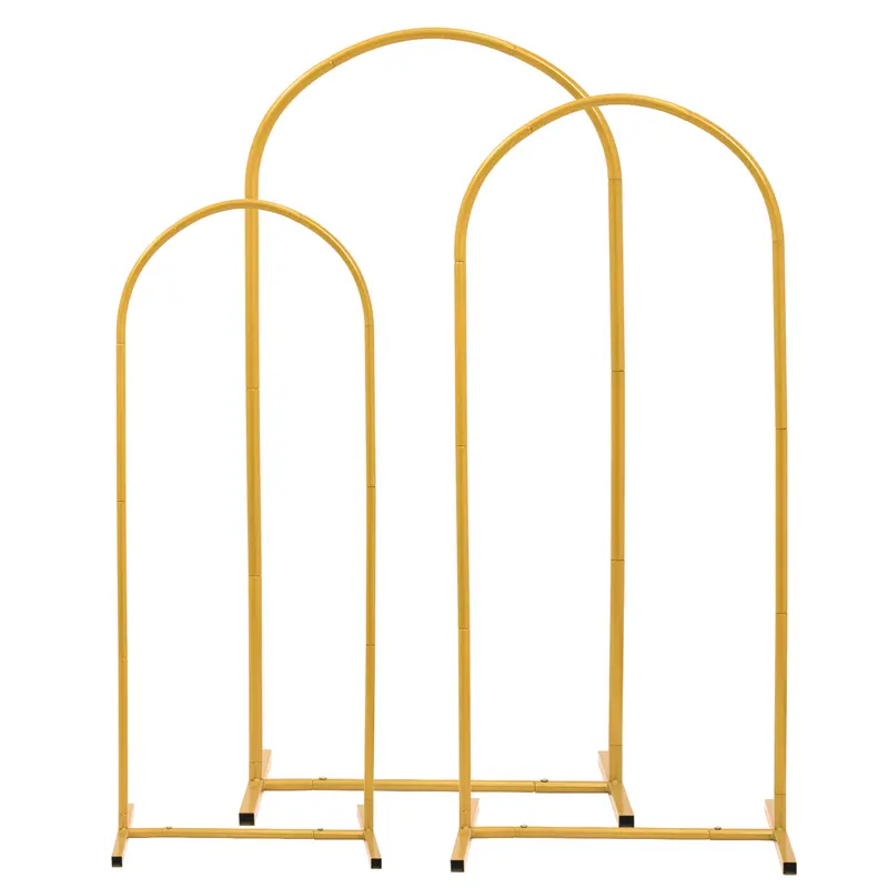 Gold Metal Wedding Arch Backdrop Stand Set of 2/3, 7.2FT 6.6FT 6FT Balloon Arch Frame for Wedding Ceremony, Baby Shower, Bridal Shower & Birthday Party Decorations, Heavy Duty Backdrop Stand for Flowers, Balloons & Event Decor