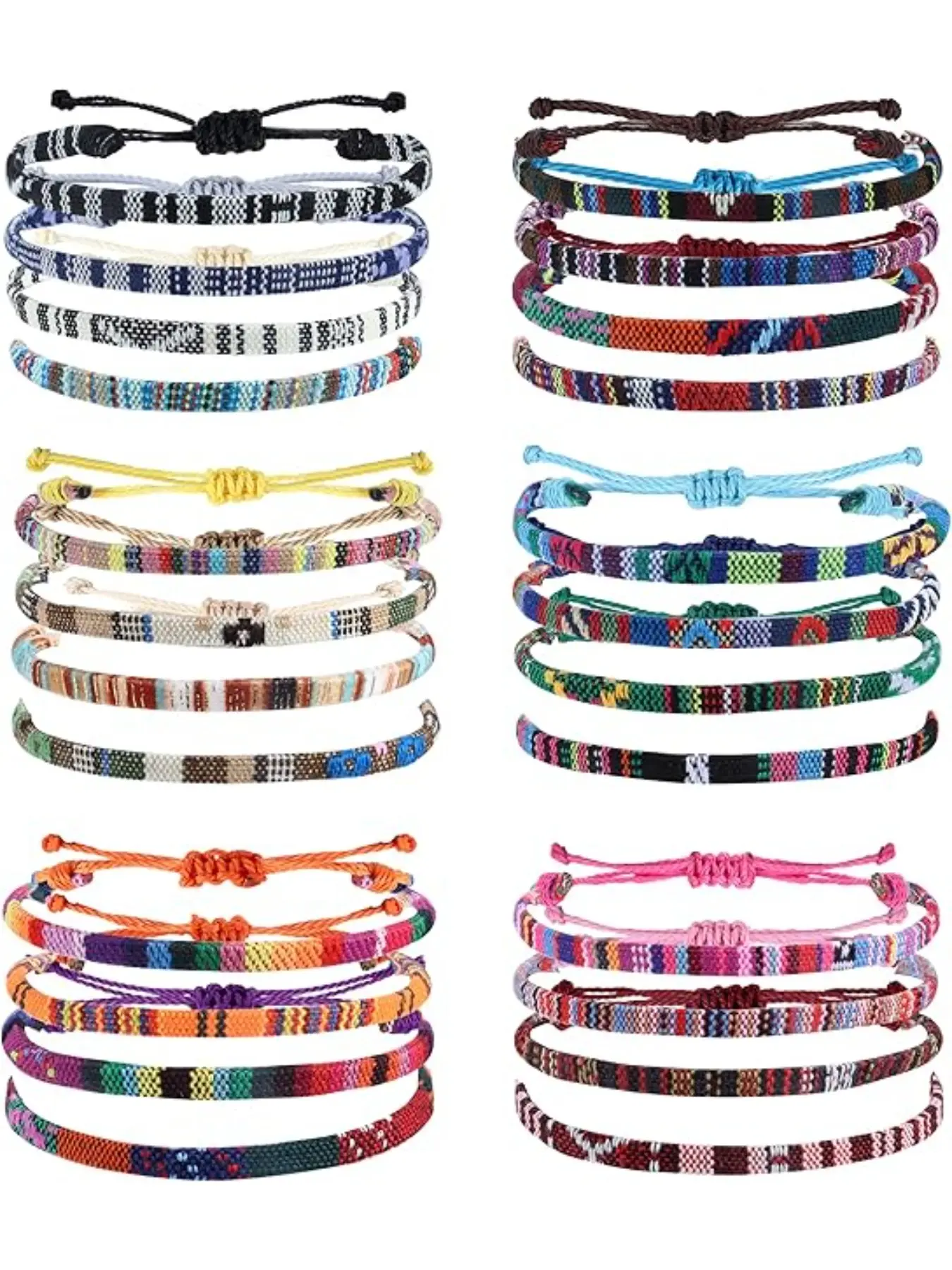 24 Pcs Boho Surfer Bracelet Anklet Adjustable Beaded Anklets Handmade Braided Bracelet Colorful Anklet Summer String Rope Ankle Bracelets Waterproof Surfer Beach Bracelet Boho Jewelry for Women Men Boho Style Jewelry, Trendy Fashionable Accessories