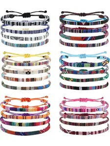 24 Pcs Boho Surfer Bracelet Anklet Adjustable Beaded Anklets Handmade Braided Bracelet Colorful Anklet Summer String Rope Ankle Bracelets Waterproof Surfer Beach Bracelet Boho Jewelry for Women Men Boho Style Jewelry