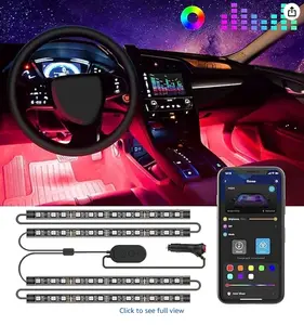 Govee Car LED Lights, Smart Car Interior Lights with App Control, RGB Lights with DIY Mode and Music Mode, 2 Lines Design LED Lights for Cars with Car Charger, 12V