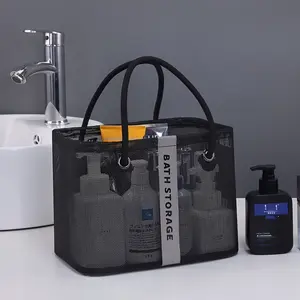 A Collapsible Mesh Shower Storage Bag, a Portable Bathroom Organizer Basket, Travel Multifunctional Toiletry Bag, Suitable for Toiletries, Shampoo, Soap, And Cosmetics, Designed to Save Space; Perfect As a Christmas Or Halloween Gift Decoration