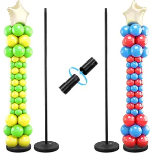 Balloon Column Stand Kit Set of 2, 1.3ft-5ft Pillar Balloon Stand with Base for and Table Centerpieces for Birthday Wedding Christmas Halloween Decorations Black