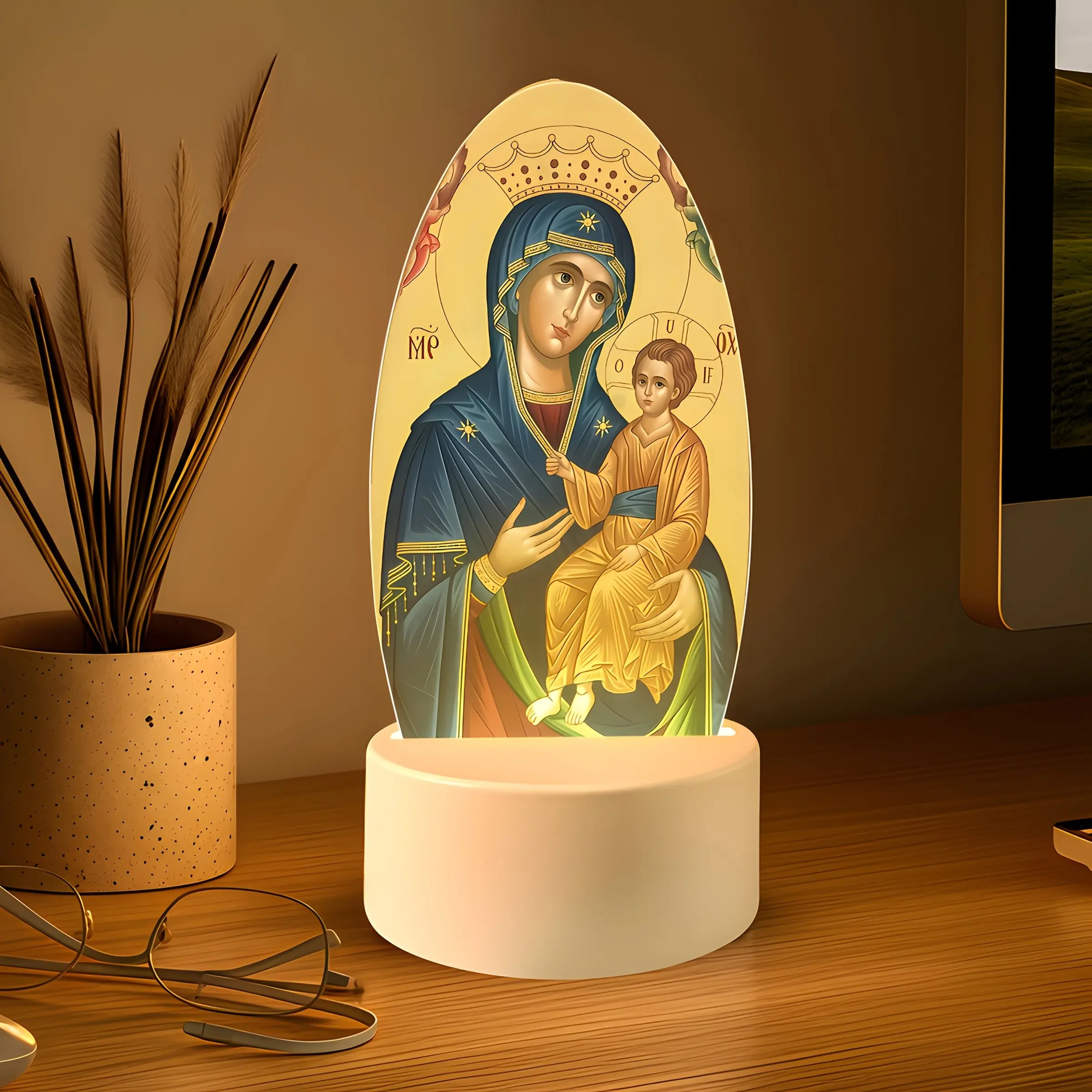 Boho Style Madonna LED Night Light, Acrylic USB Powered Desk Lamp, Table Night Light, Vibrant Colors, Ideal for Bedroom, Office, Christmas Gifts