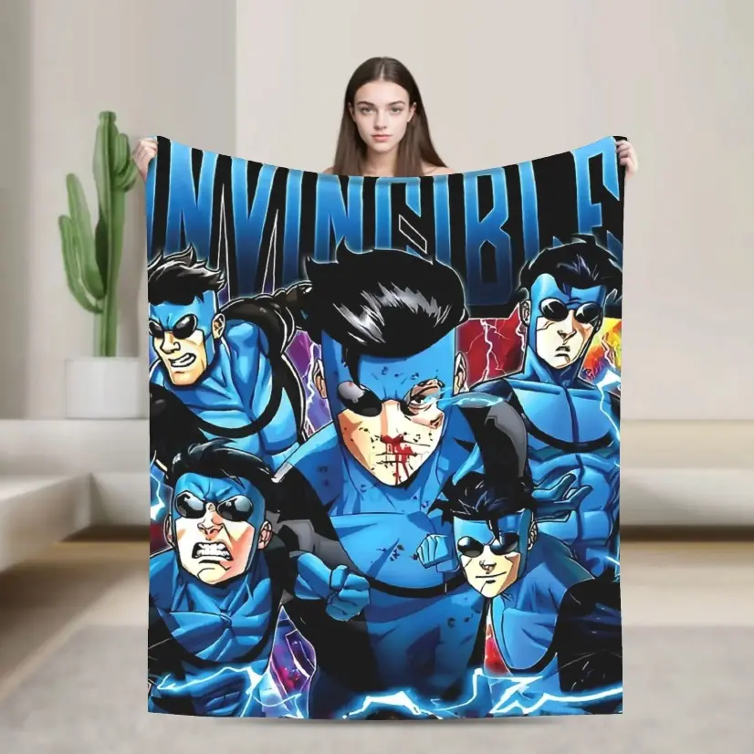 Invincible Mark Grayson Flannel Blanket Superhero Comics Machine Washable Super Soft Throw for Kids Adults Bed Sofa Birthday Gift