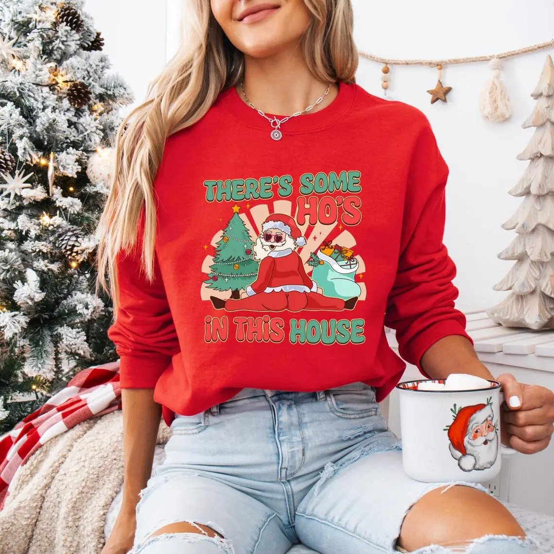 There's Some Ho's In This House Sweatshirt, Funny Christmas Santa Sweater, Xmas Meme Hoodie, Twerking Santa Sweater, Ugly Christmas Hoodie T-Shirt, Turkey Lover, Hoodie, Sweatshirt
