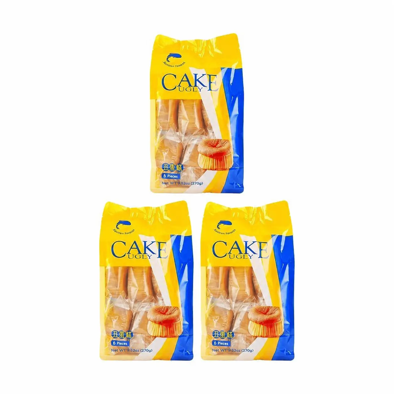 Success Import 3-Pack Ugly Cake - Soft & Fluffy Egg Cake (6 Pieces, 270g) | Perfect Breakfast & Afternoon Snack