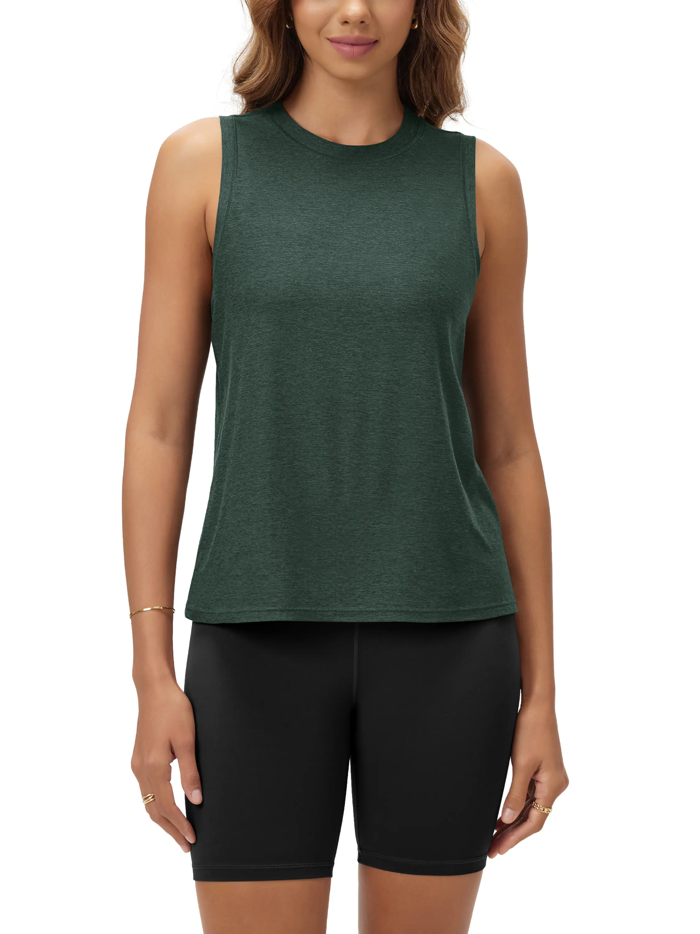 ODODOS Women's Performance Tank Ultra Soft odSTRATUM Tech Sleeveless Tee Shirts High Crew Neck Pullover Top