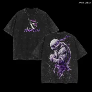 Donatello Edition Double Printed Oversize Lightweight Acid Washed Tee TV Series Graphic Design Top Cotton Streetwear Movie T-Shirt Clothes Menswear Womenswear Apparel Classic