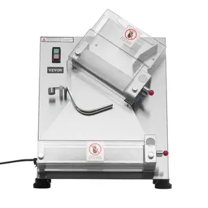 Pizza Dough Roller Sheeter, 3-14 Inch Automatic Stainless Steel Pizza Press, Commercial Electric 370W Pasta Maker Machine, 260 pcs Per Hour, Adjustable Thickness, with Dough Press Lid