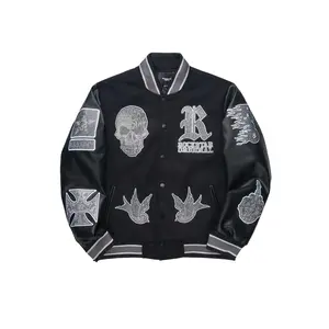Vidar Black Rhinestone Varsity Jacket