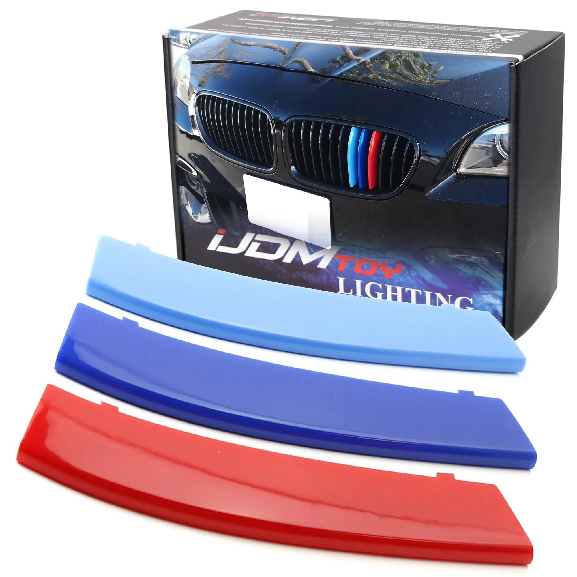 iJDMTOY Exact Fit M-Color Grille Insert Trims For BMW 2010-2016 F10 F11 5 Series 528i 535i 550i w/Performance Black Kidney Grill (12 Beams)