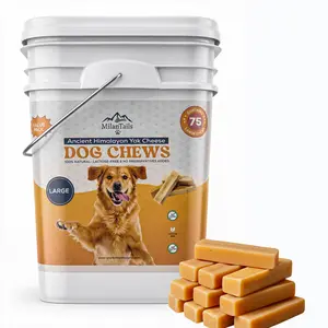 MilanTails Large Cheese Himalayan Dog Chews, 75-Count 16 LB Bucket Value Pack, Milk-Based Odorless All Natural High Protein Treats for Aggressive Chewers, Supports Strong Bones & Teeth Health (Original)