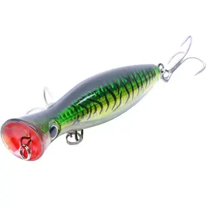 Popper Fishing Lure Topwater Popper Lures 3d Eyes Fishing Accessories For Saltwater Surface Casting And Freshwater Surface Fishing Gt Tuna Kingfish Large Predator Fish Whopper Plopper Fishing Lure Gifts For Men Christmas Gifts For Fishing Lovers