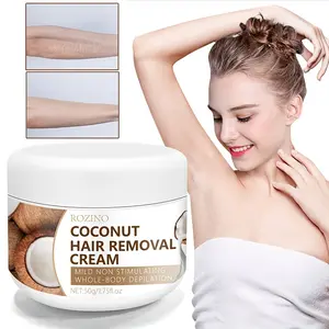 【Ten pack at a better price】ROZINO Sensitive Coconut Hair Removal Cream with Natural Coconut Oil & Vitamin E for Whole-Body Depilation 50g