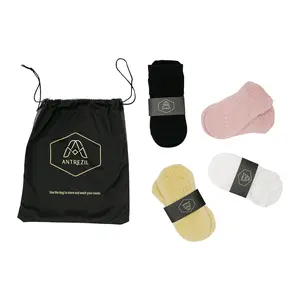 ANTREZIL Yoga Socks- Pack of 4 Pairs with Bag | Non-Slip,Cotton Socks,Grip Socks|Trampoline, Pilates, Ballet,Workout Soft Socks,Breathable Socks| Size 5-12