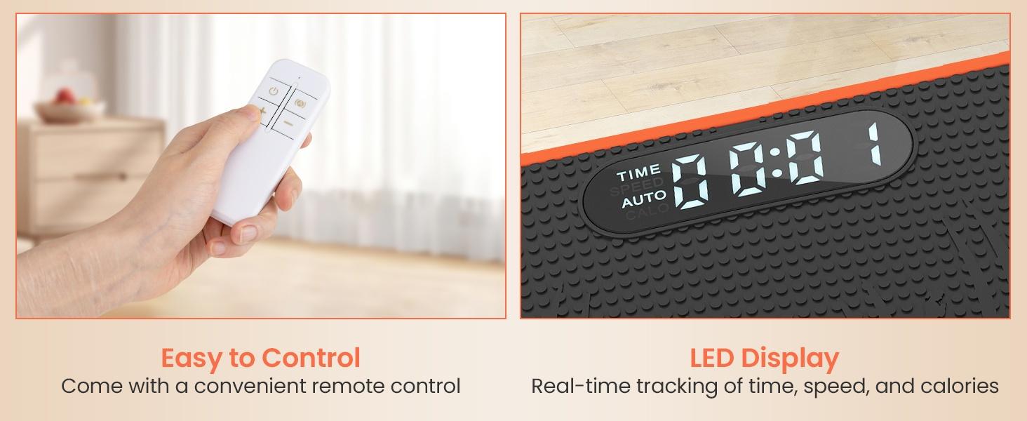 Vibration Plate Exercise Machine 10 Speed Intensities Compact Design Fitness Home Gym Equipment with Remote Control LED Display Quiet Operation