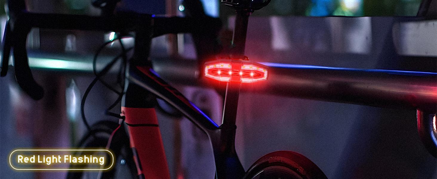 DIBMS Solar Bicycle Light, Bike Tail Light with 5 Lighting Modes, USB Rechargeable Bicycle Brake Taillights For Road, Mountain, Night Riding