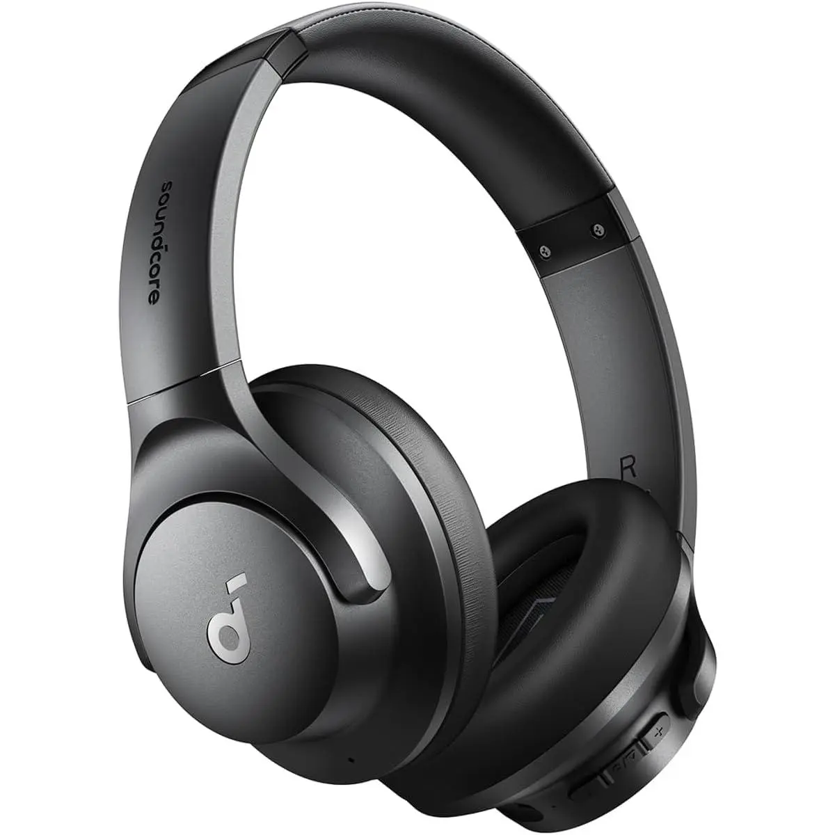 Soundcore by Anker Q20i Hybrid Noise Cancellation Over-Ear Headphones - Wireless Bluetooth Device, 40H Long ANC Playtime, Hi-Res Audio, Big Bass, App Customization, Transparency Mode, Included Cable (Black) Headset